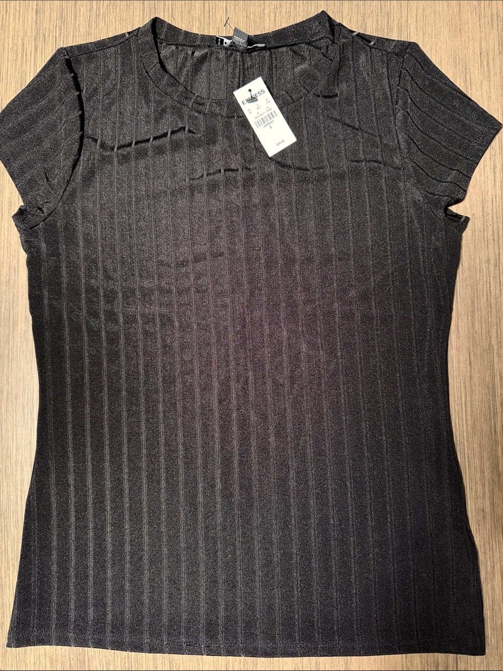 Express Black Ribbed Short-Sleeve Top